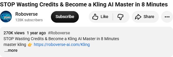 Kling AI × Roboverse YouTube 公开数据截图